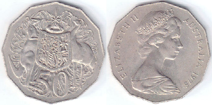 1975 Australia 50 Cents (CoA) Unc A002863
